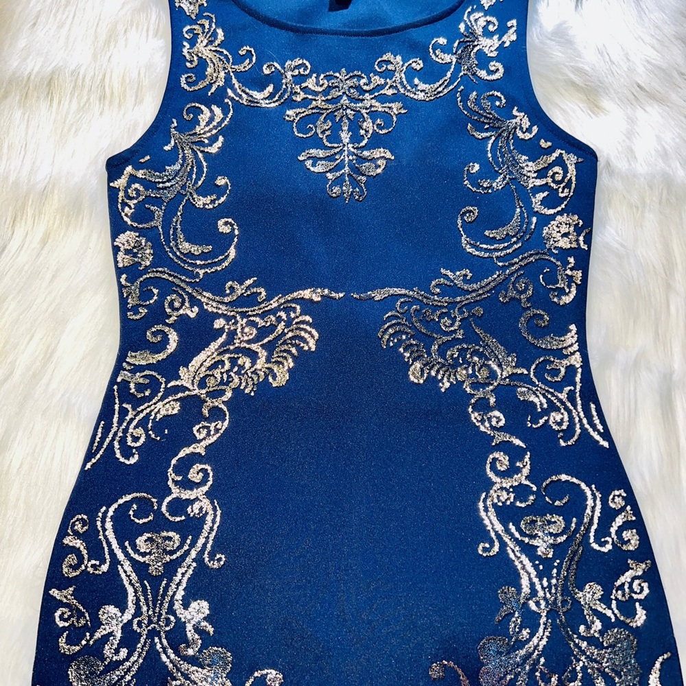Navy Blue Embroidered Dress ✨